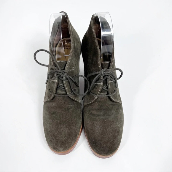 JOHNSON & MURPHY Alayna Chukka Green Suede Lace Up Block Heeled Ankle Bootie 9 - Picture 4 of 7